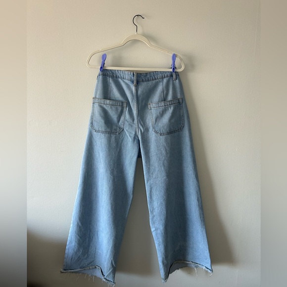No Boundaries Light Blue Wide Leg Jeans with distressed bottom - Picture 2 of 2